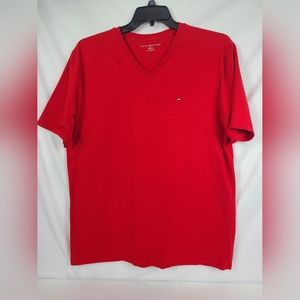 Tommy Hilfiger Men's Red V-Neck T-Shirt Size XL